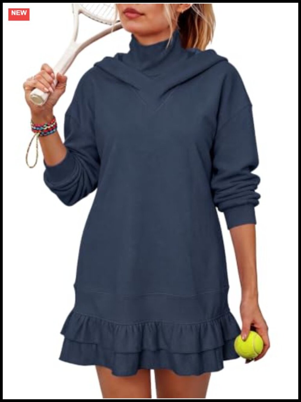 Womens Oversized Hoodie Sweatshirt Dress Turtleneck Pullover Mini